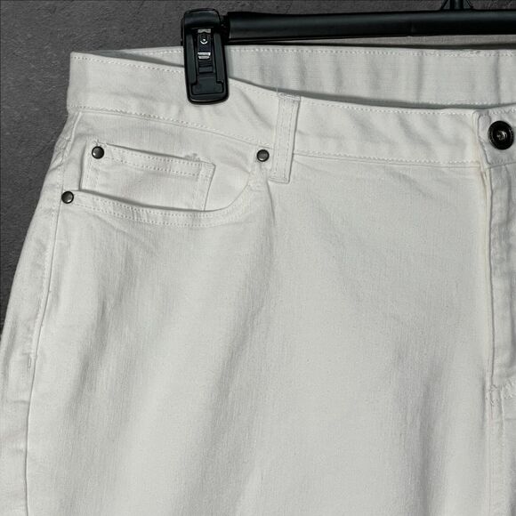Catherines Crop Jeans Women Size 24W White Pocket Cotton Embroidery - Picture 4 of 14